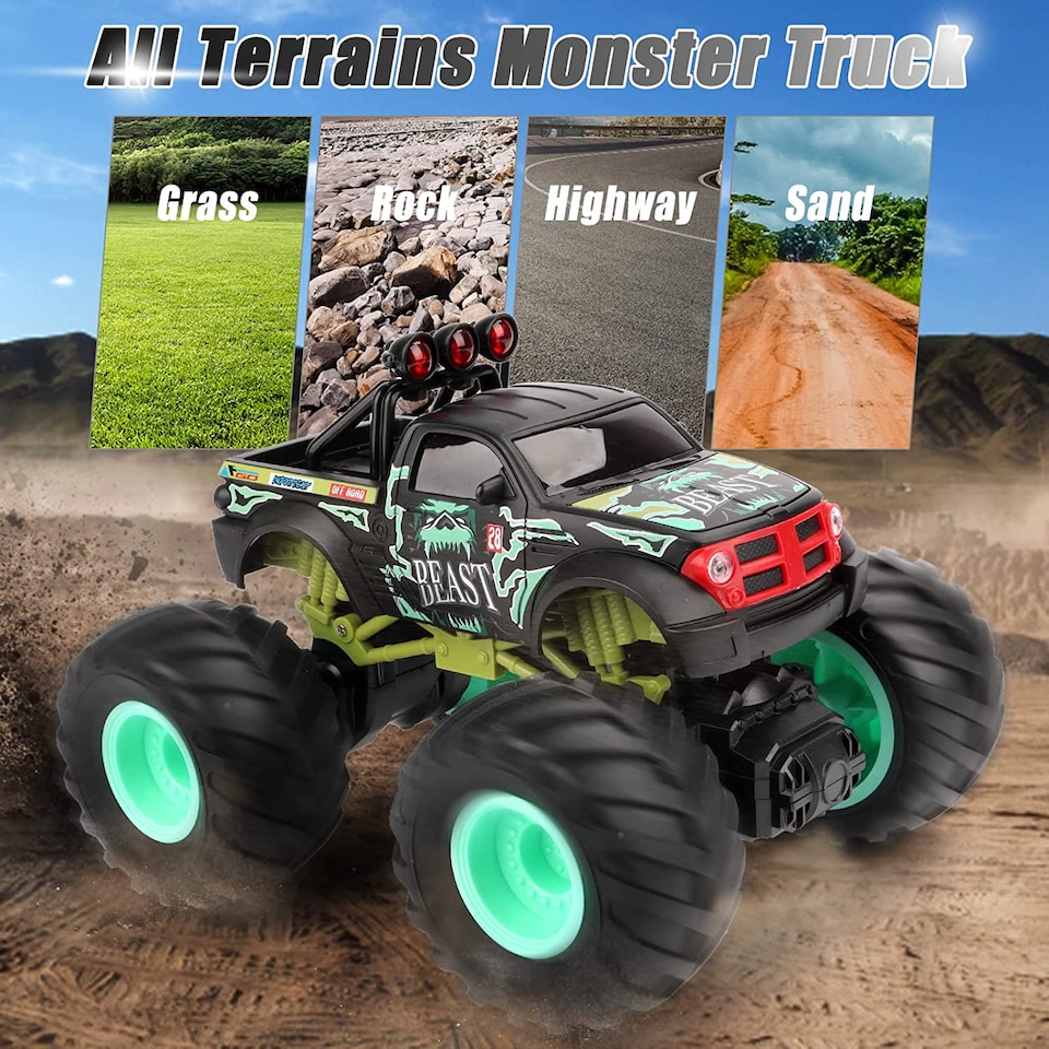 image 1 of 1:18 Scale Remote Control Bigfoot Monster Truck – 4WD All-Terrain Off-Road RC Car with 2.4GHz Control & Rechargeable Battery