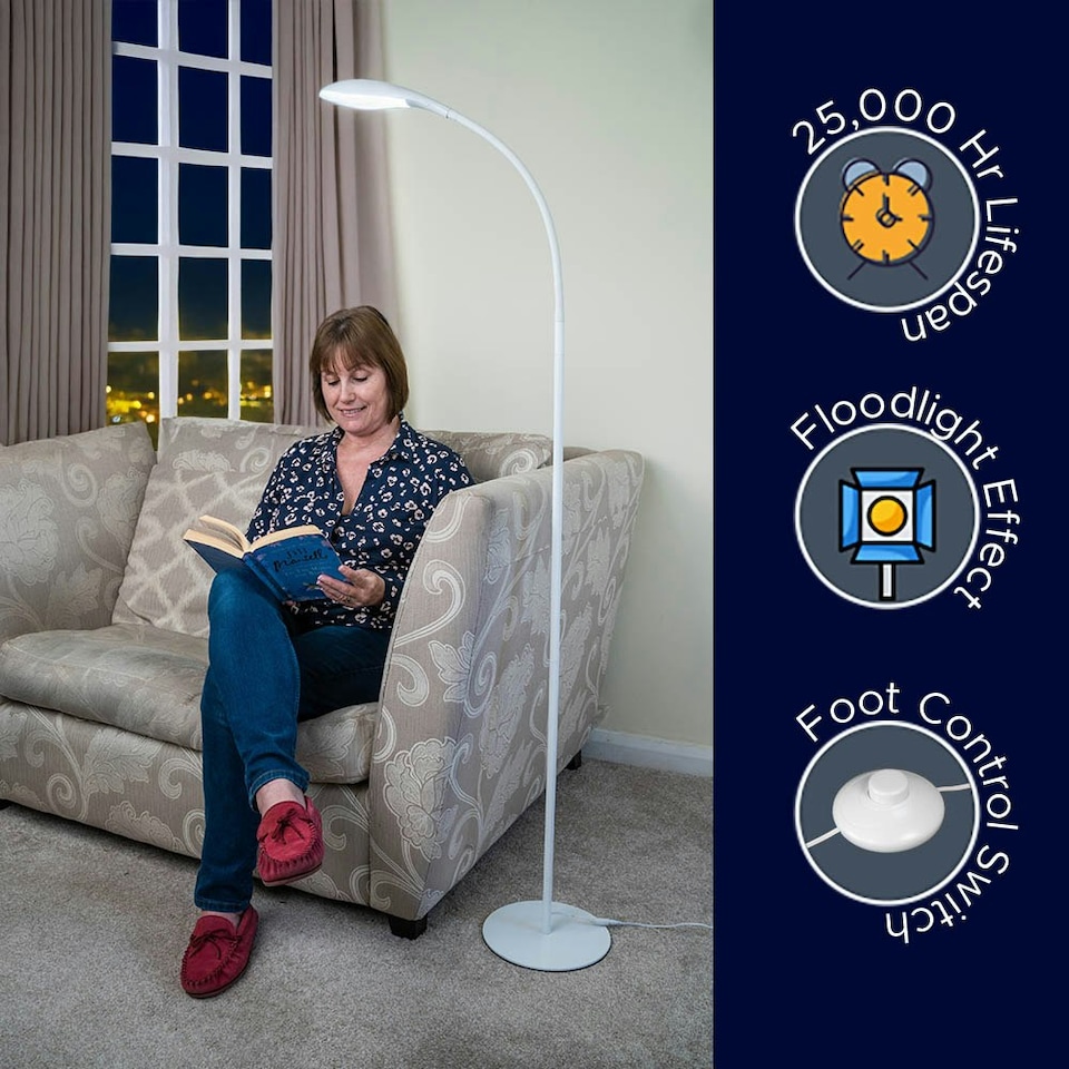 image 1 of Lifemax Daylight LED Floor Light for Reading, Crafting & Hobby Work Silver