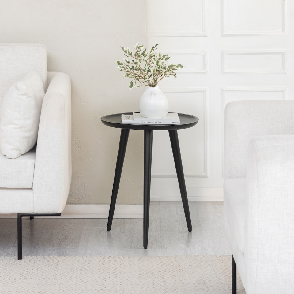 image 1 of Electra Round Solid Mango Wood Side Table for Living Room Bedroom
