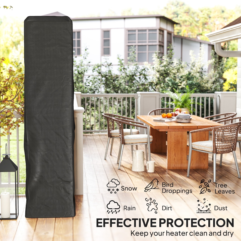 image 1 of Outsunny Heavy Duty Gas Pyramid Outdoor Patio Heater Cover, Black | Black | Black | 53L x 53W x 222H cm