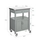 image 3 of SoBuy FKW22-HG,Stainless Steel Top Kitchen Trolley Microwave Stand on Wheels