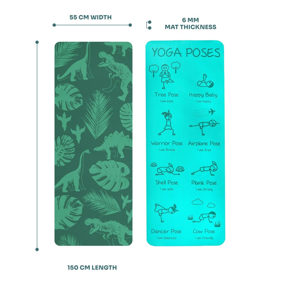 image 1 of Myga Kid's Printed Yoga Mat - Jurassic Jungle