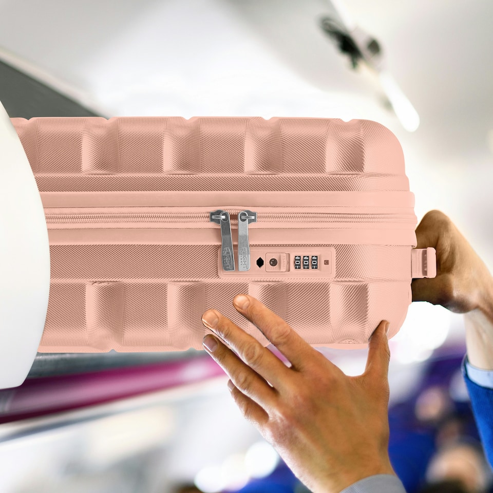 image 1 of Flight Knight Cabin Suitcase 55x35x20cm, Lightweight Carry On Bag - Over 100 Airlines- Ryanair, EasyJet, British Airways - Hand Luggage, ABS Hard Shell TSA Lock Pink | Rose | Cabin Bag