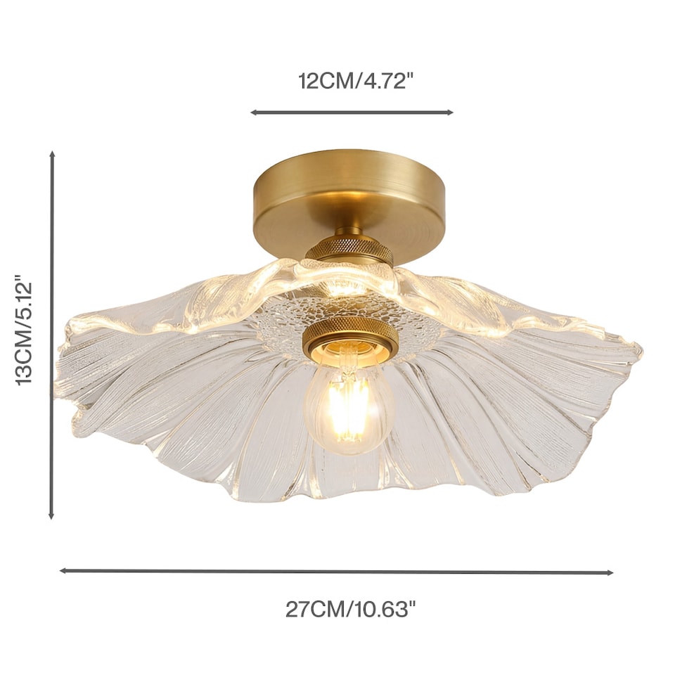image 1 of Emitto Ceiling Light Flower Clear Glass Fixture Chandelier Flush Mount 2 PCS