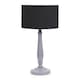 image 1 of ValueLights Victoria Grey Wood Table Lamp Black Shade and Bulb