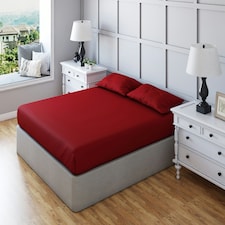 Fitted Sheet Polycotton Plain Dyed Extra Deep 25cm Bed Linen Red | Double