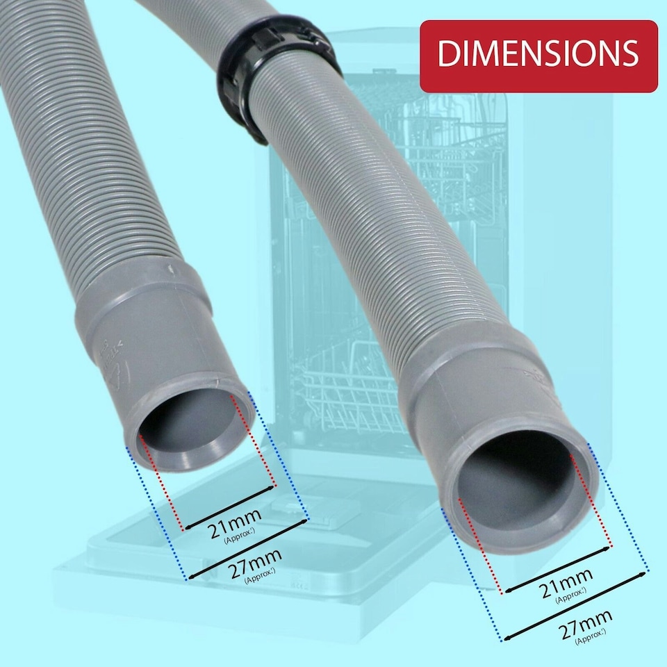 image 1 of SPARES2GO Universal Straight Drain Hose Pipe for Dishwasher Washing Machine (21mm)