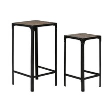 Set of 2 tables Home ESPRIT Black Natural 38 x 38 x 75 cm N/A