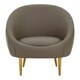 image 1 of Muted Brown Faux Leather Armchair,Sturdy Curved Silhouette Ocassional Chair,Gold Finished Lounge Chair Brown