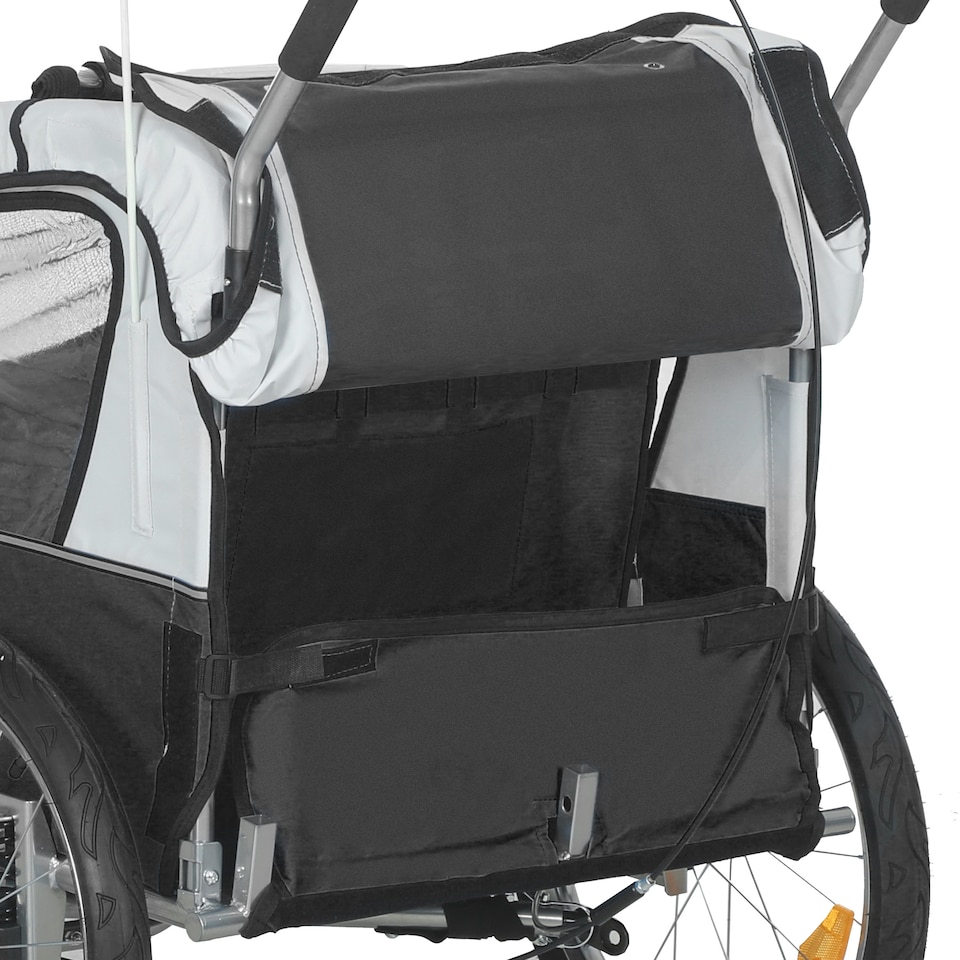 image 1 of HOMCOM 2 Seat Bike Trailer with 5 Point Harness, for 18 Months, Black