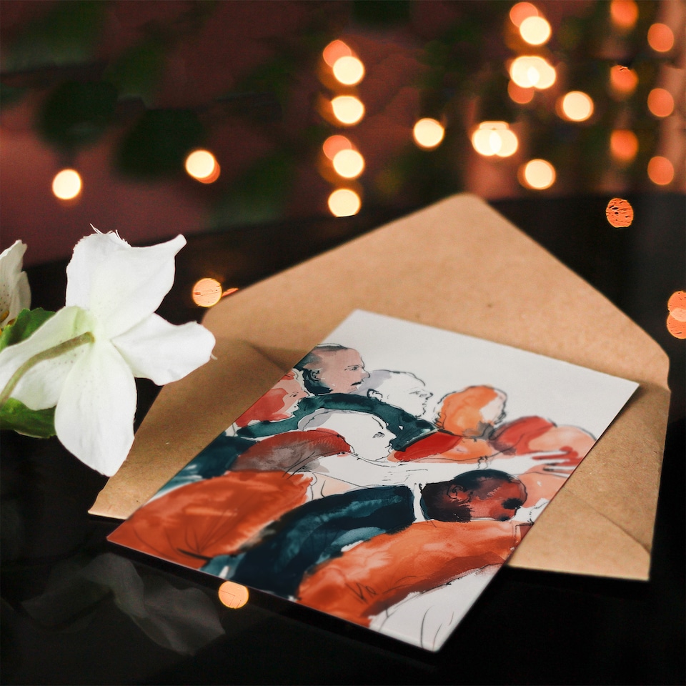 image 1 of Greeting Card Sport Rugby Football Scrum Close Up Watercolour Birthday