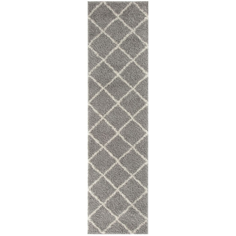 image 1 of The Rugs Moroccan Collection Soft High Pile Shaggy Diamond Floor Rugs and Runners Living Room