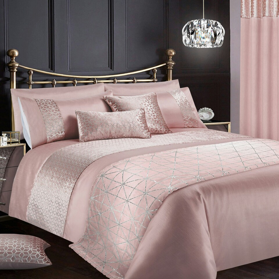 Intimates Vera Foil Printed Duvet Cover & Pillowcase Set Pink | Blush Pink | Single