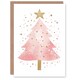 image 1 of Pink Decorated Tree Gold Star Watercolour For Child Kids Christmas Card