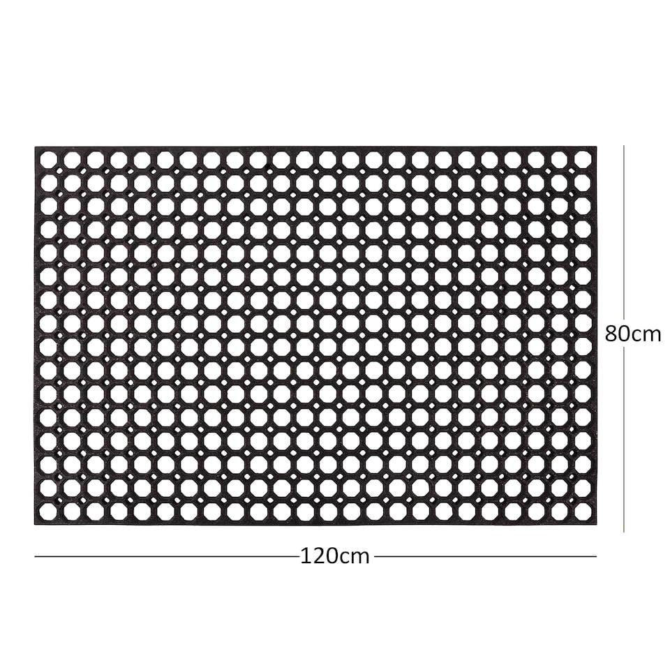 image 1 of Nicoman Rubber Ring Scraper Doormat 120x80cm | Black | 120x80cm