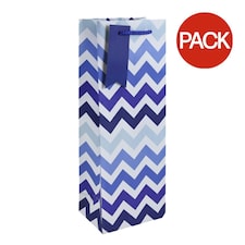 Eurowrap Chevron Bottle Bag (Pack of 12) - Blue/White - One Size