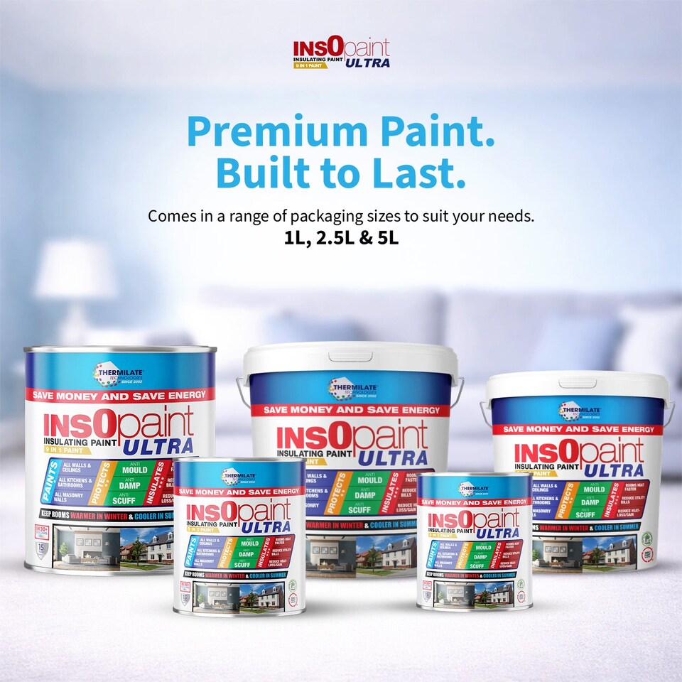 image 1 of InsOpaint ULTRA - 9 IN1 Interior & Exterior Paint-  Insulating & Energy Saving Interior Walls & Ceilings - Manhattan Grey - 5L