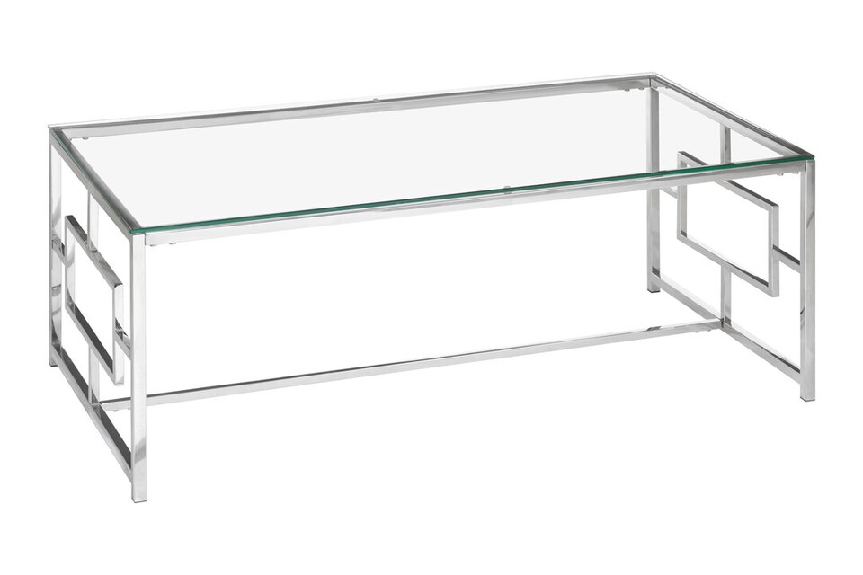 image 1 of Allure Clear Glass Silver Base Coffee Table