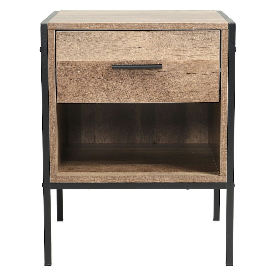 image 1 of Living and Home One-Drawer Wooden Nightstand Table