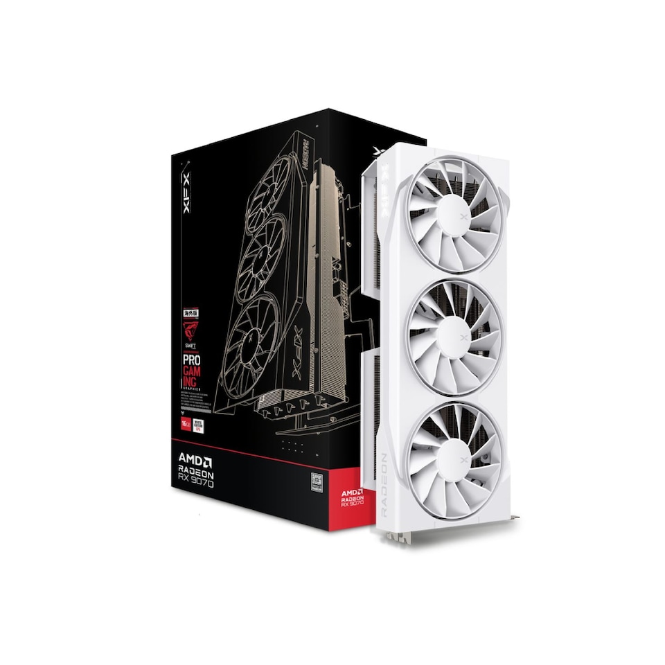 image 1 of XFX Swift AMD Radeon RX 9070 16GB OC Triple Fan Gaming Graphics Card White