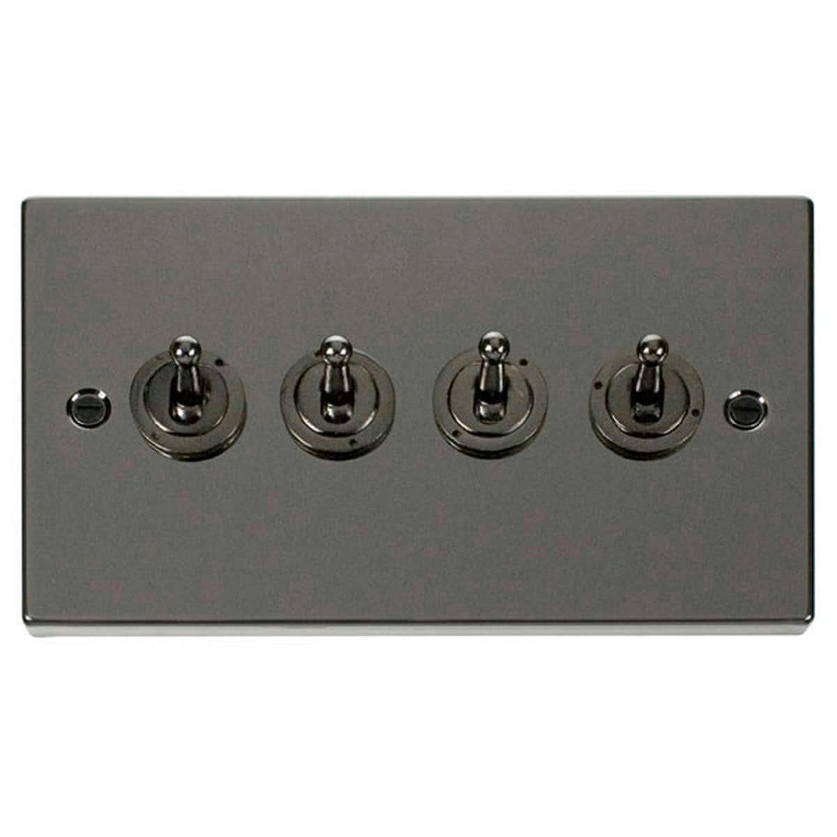 SE HOME Black Nickel 4 Gang 2 Way 10AX Toggle Light Switch Black Black Nickel