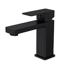 Balterley Square Mono Basin Mixer Bathroom Sink Tap with Push Button Waste, Dual Lever Control | Black | Matt Black | 1