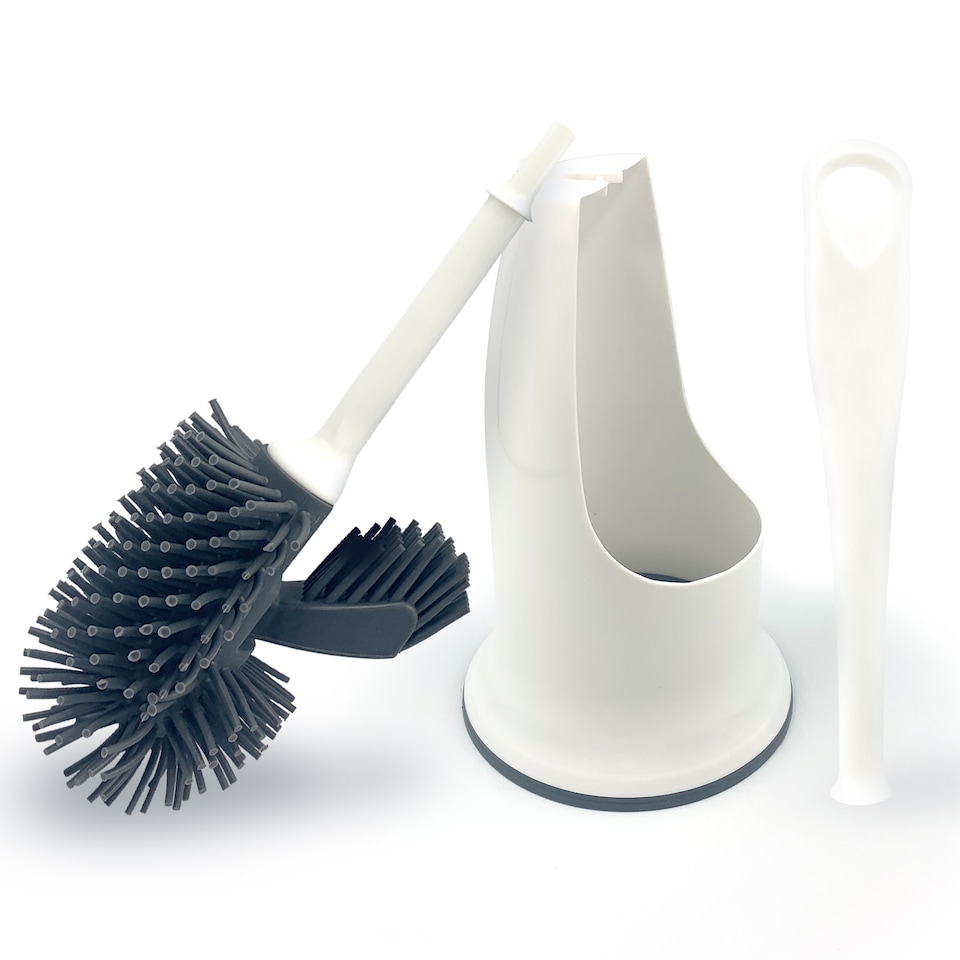 image 1 of Silicone Toilet Brush Set with Spare Head and Rim Cleaner
