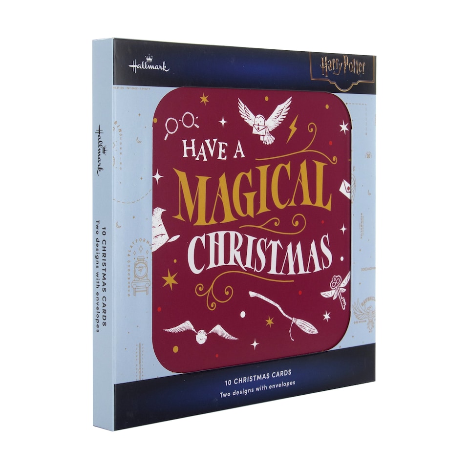 image 1 of Hallmark Pack Of 10 Christmas Cards - 2 Enchanting Harry Potter Designs