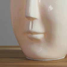 ValueLights White Bone China Sculpted Face Design Table Lamp White
