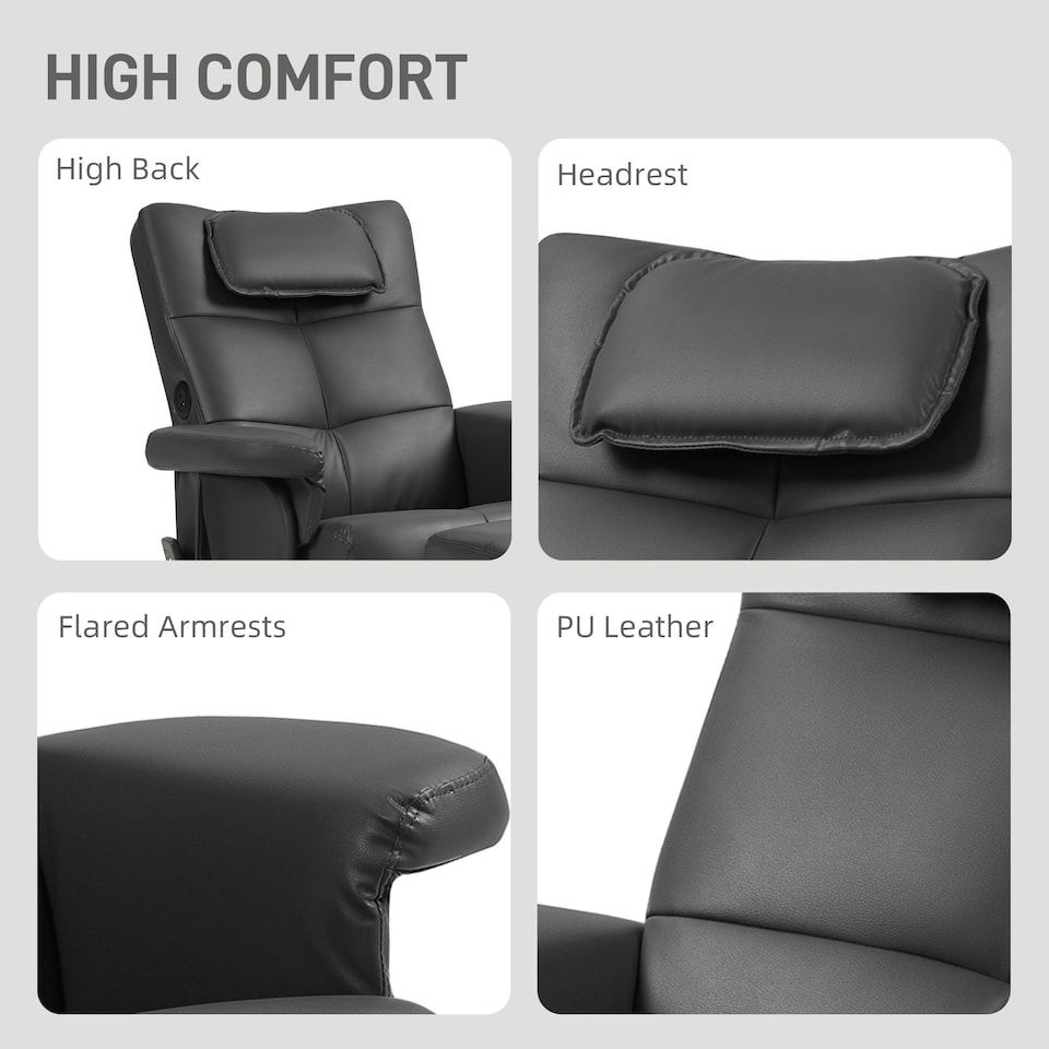 image 1 of HOMCOM Massage Recliner Chair with Footstool and Hidden Storage, Black