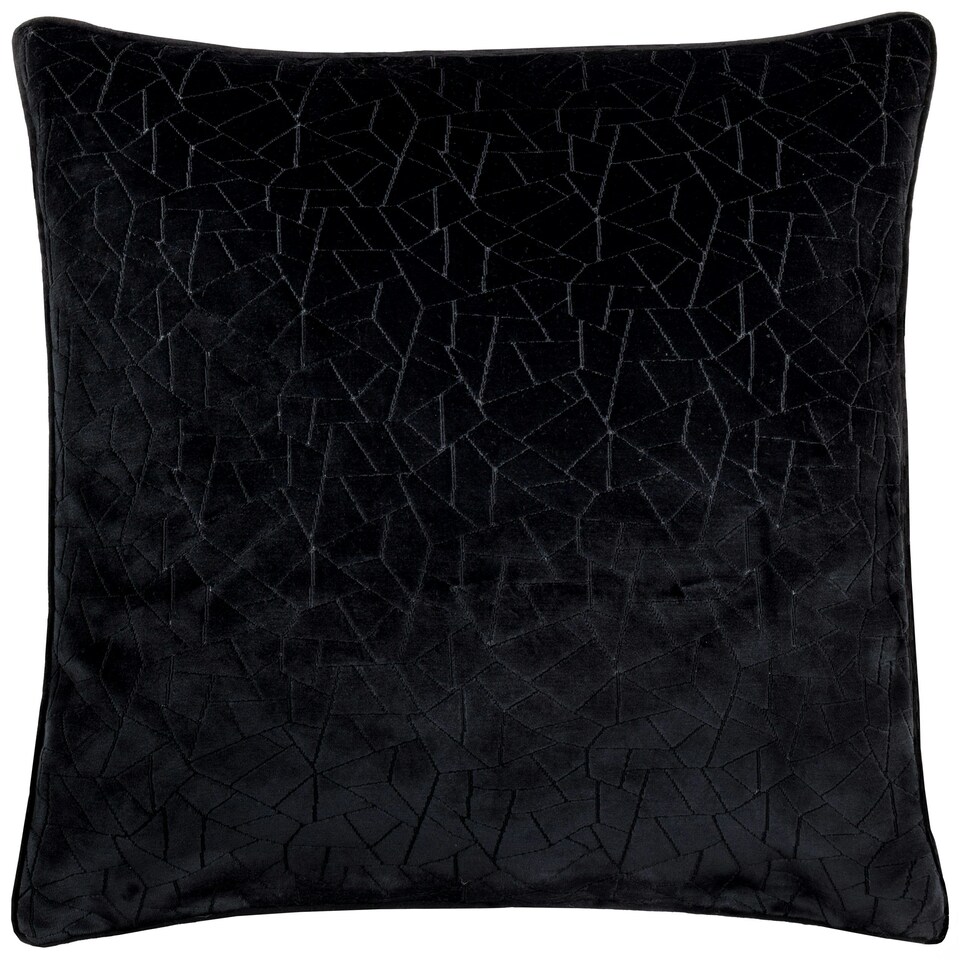 image 1 of Hoem Malans Cut Velvet Piped Black Filled Cushion 45 x 45cm | Multi