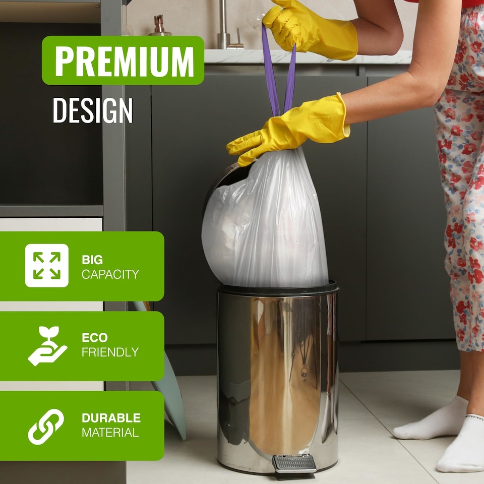image 1 of Ecobag Lavender Scented Kitchen Drawstring Bin Liners Extra Strong Odour Control