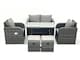 image 1 of Fimous Outdoor Garden Furniture Set Rattan Sofa Dining Table Set with Reclining Chair 2 Small Footstool Dark Grey Mixed