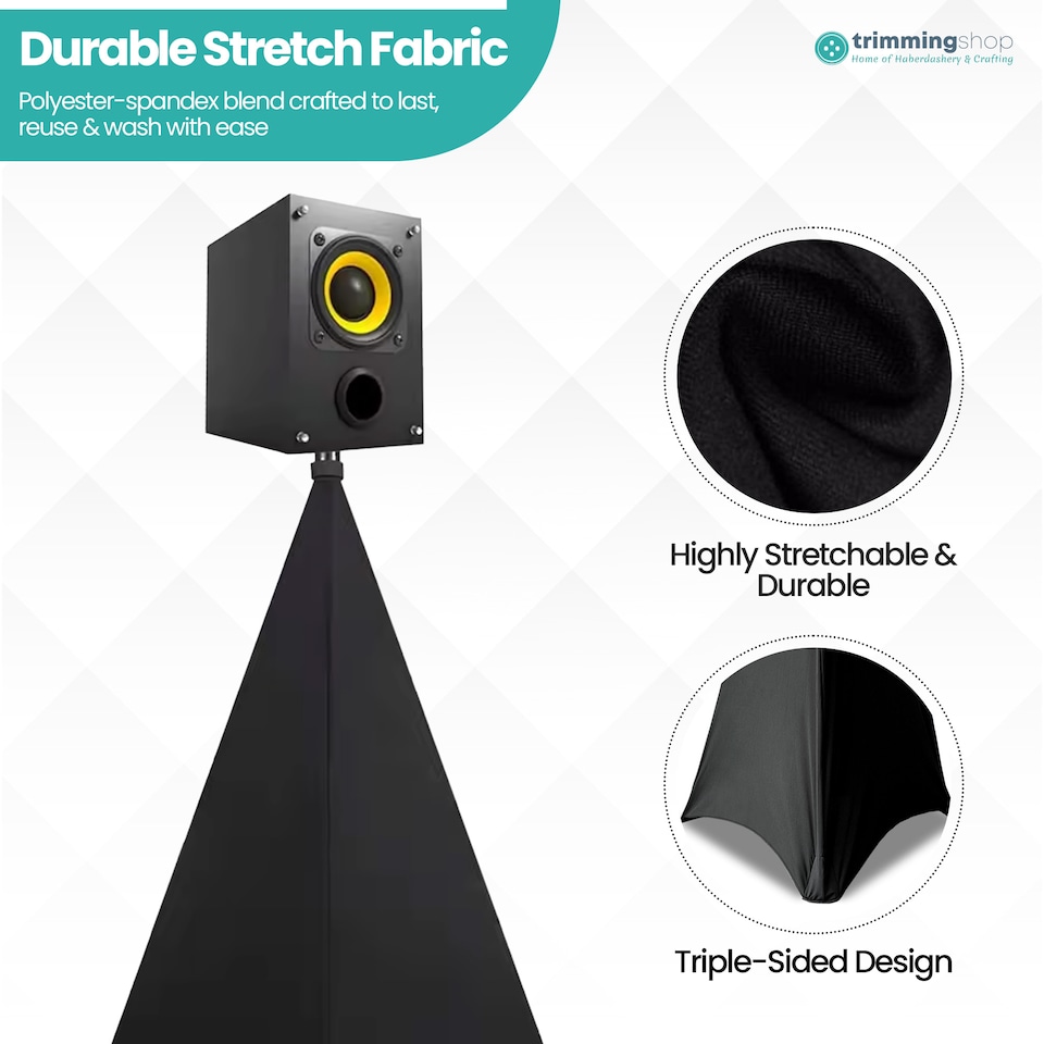 image 1 of 3-Side DJ Speaker Stand Cover with Loop - Black, Pack of 1