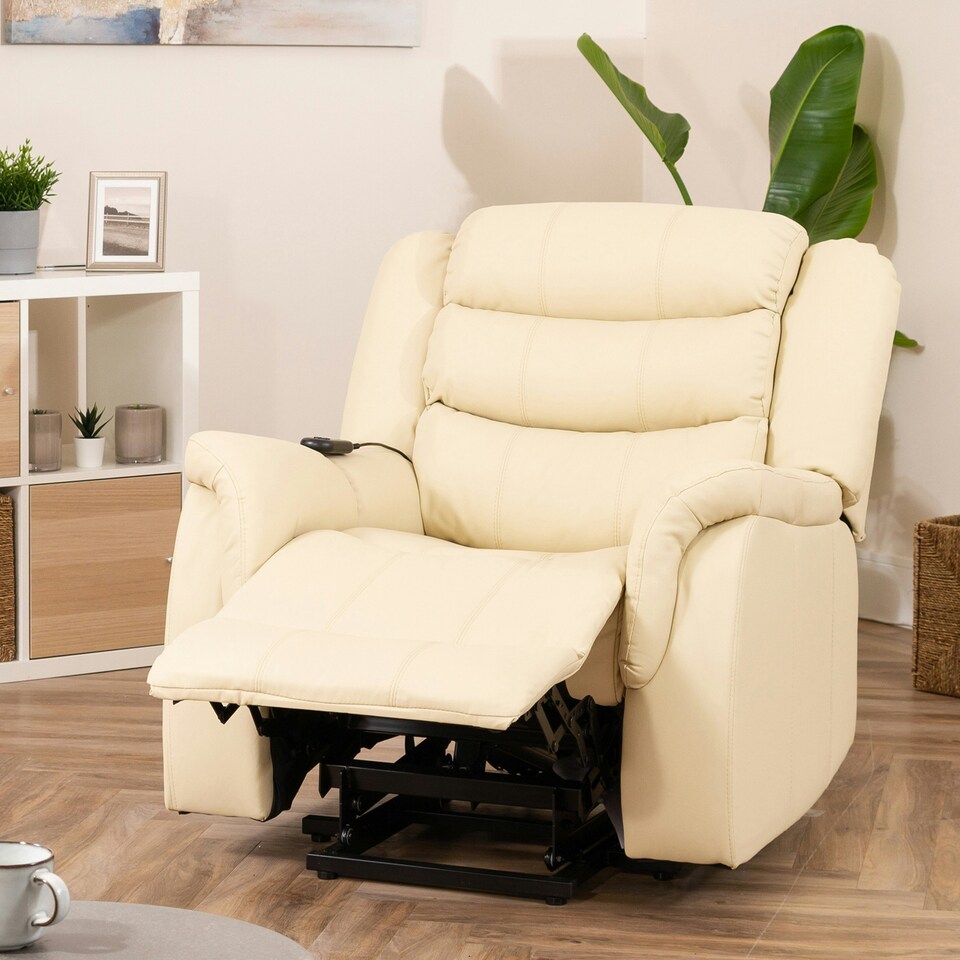 image 1 of Almeira Electric Riser Recliner with Massage and Heat - Cream