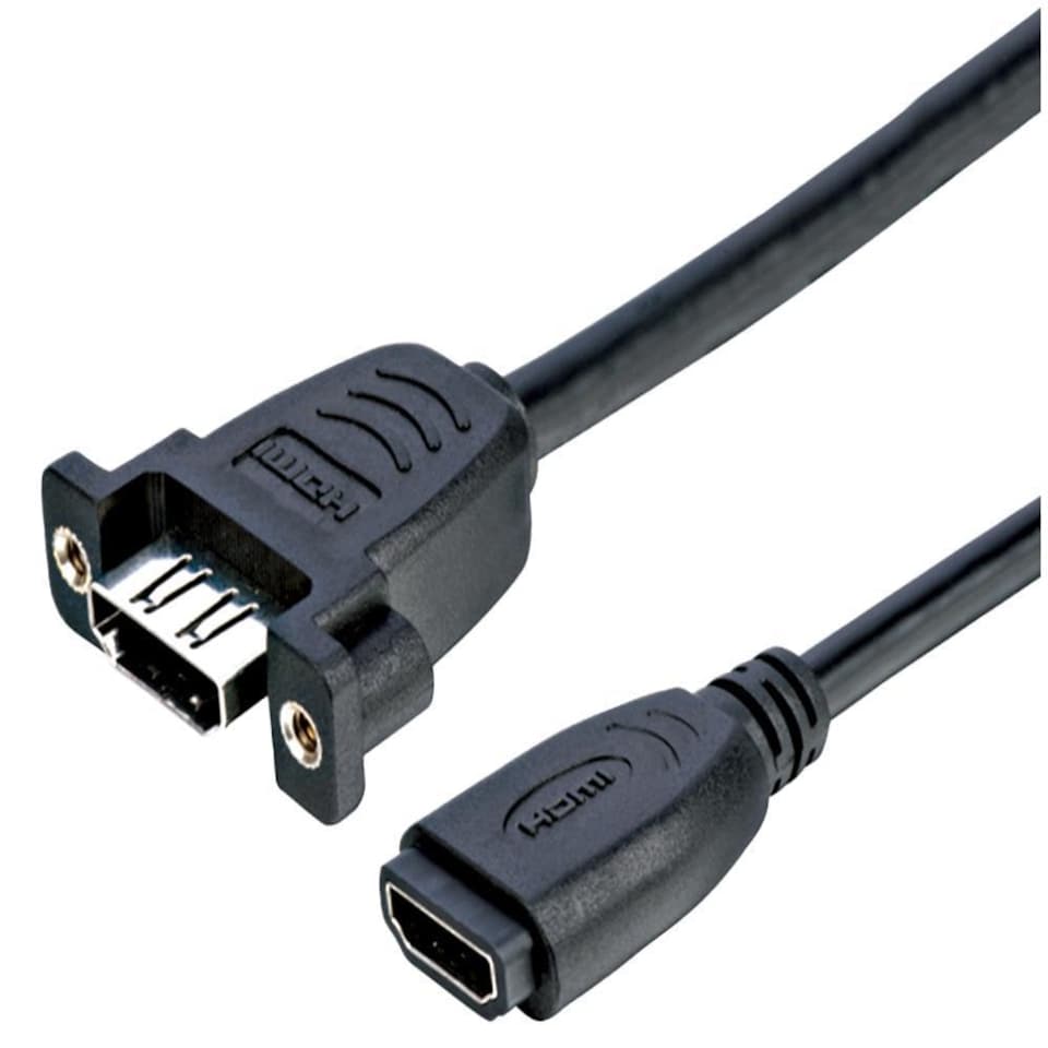 PRO SIGNAL - HDMI Female to Female Panel Mount Adaptor Lead, 300mm Black