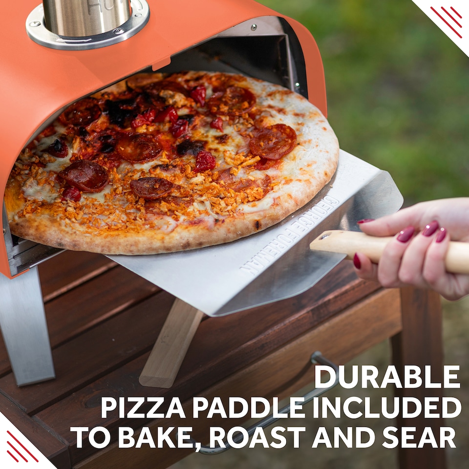 image 1 of George Foreman 12'' Deep Orange Wood Pellet Pizza Oven with Paddle & Carry bag GFWPPO1ORPC