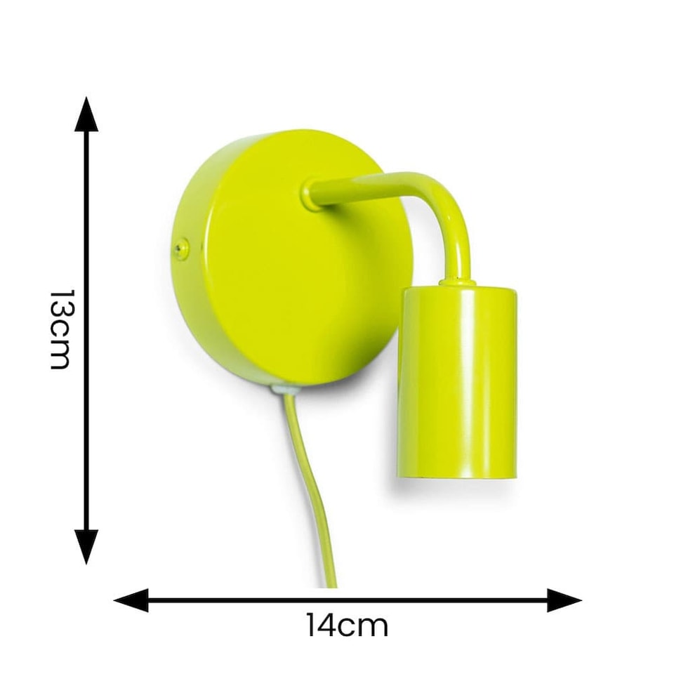 image 1 of ValueLights Jordy Plug in Colour Pop Lime Green Wall Light