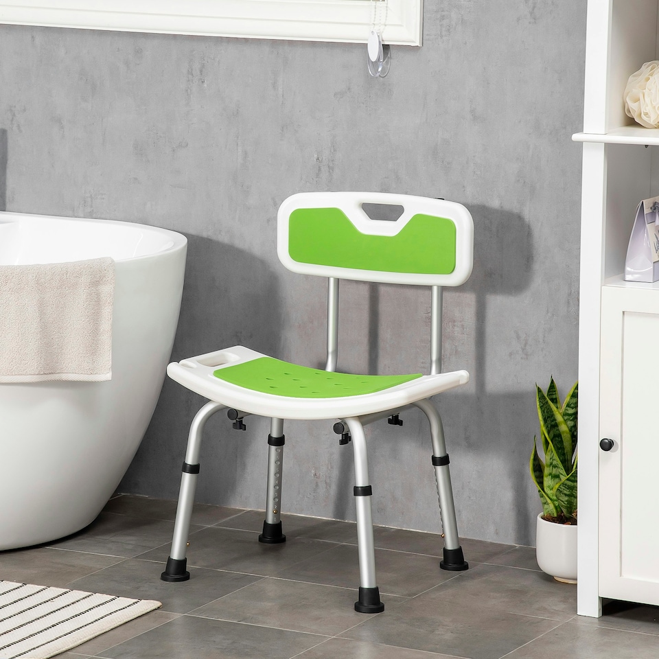 image 1 of HOMCOM Shower Stool for Elderly Disabled Adjustable Shower Stool Green