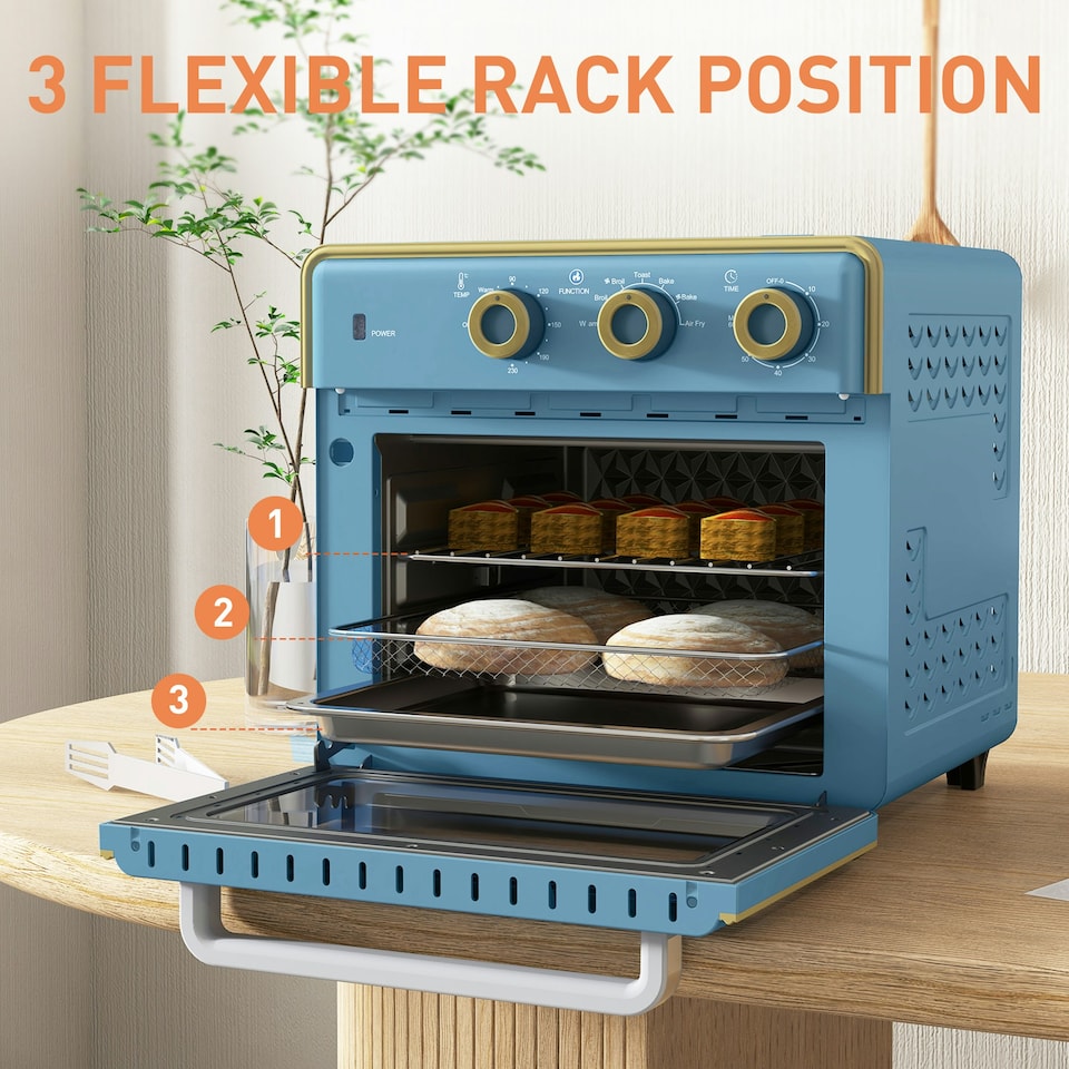 image 1 of HOMCOM 20L Mini Oven with Adjustable Temperature, 60 Min Time 1400W, Blue