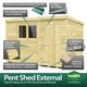 image 3 of 14 x 4 Feet Pent Shed - Double Door With Windows - Wood - L118 x W417 x H201 cm | Brown