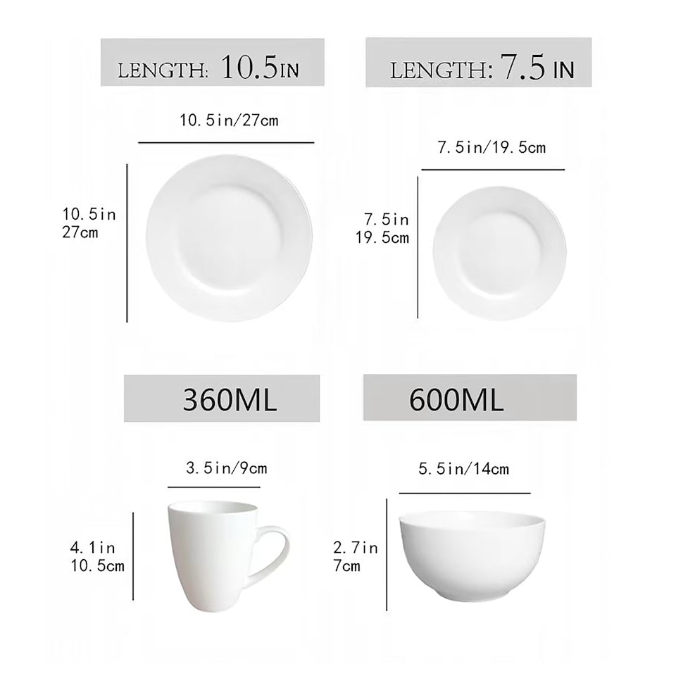 image 1 of simpa Timeless 24PC Plain White Porcelain Dinner Set