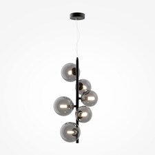 Maytoni Dallas Modern 6 Light Bar Pendant Ceiling Light Black, Smoky Shade, G9