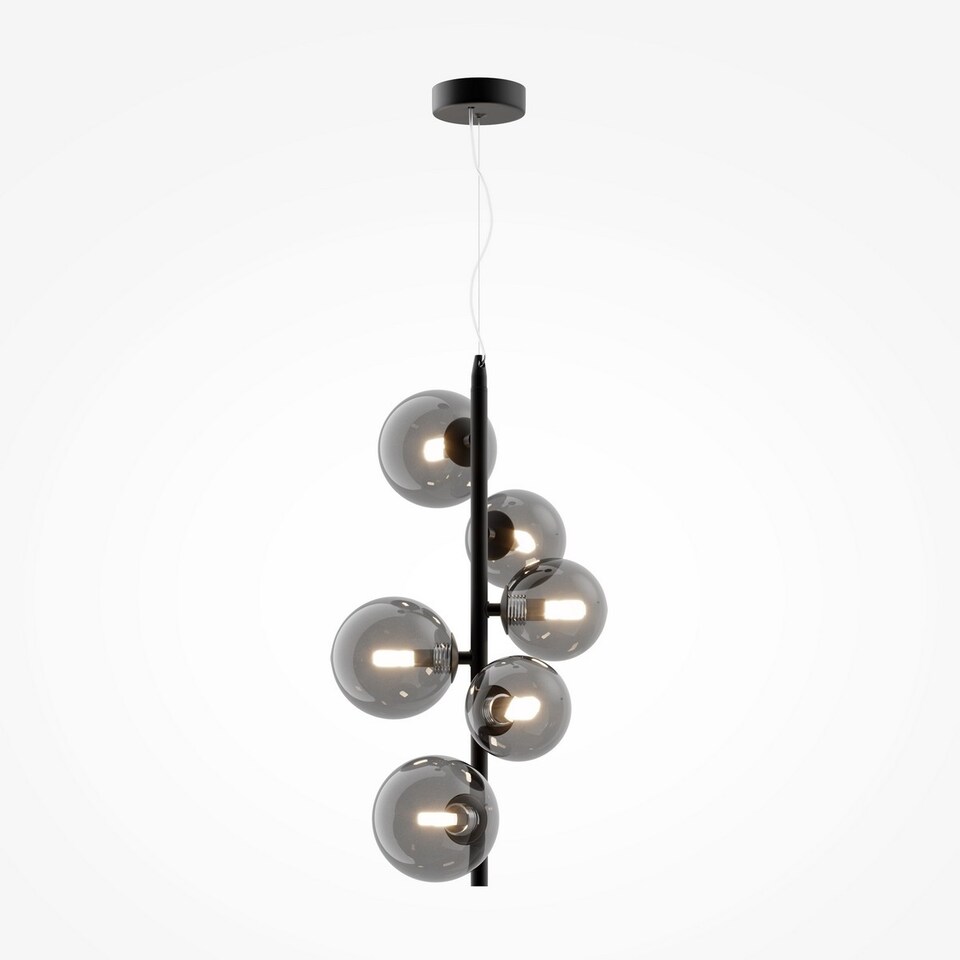 image 1 of Maytoni Dallas Modern 6 Light Bar Pendant Ceiling Light Black, Smoky Shade, G9