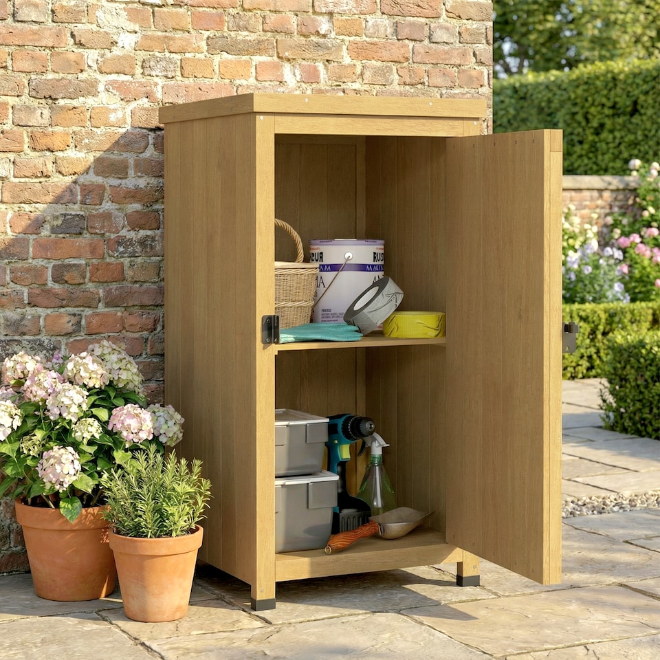 image 1 of Outsunny Wooden Garden Shed, Garden Tool Storage Shed with Shelf Brown | Brown | Light Brown | 45 x 45 x 85 cm
