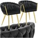 image 1 of Dining Chair Astano - padded, velvet, knot design, continuous backrest - Set of 2 Black | Black/Gold