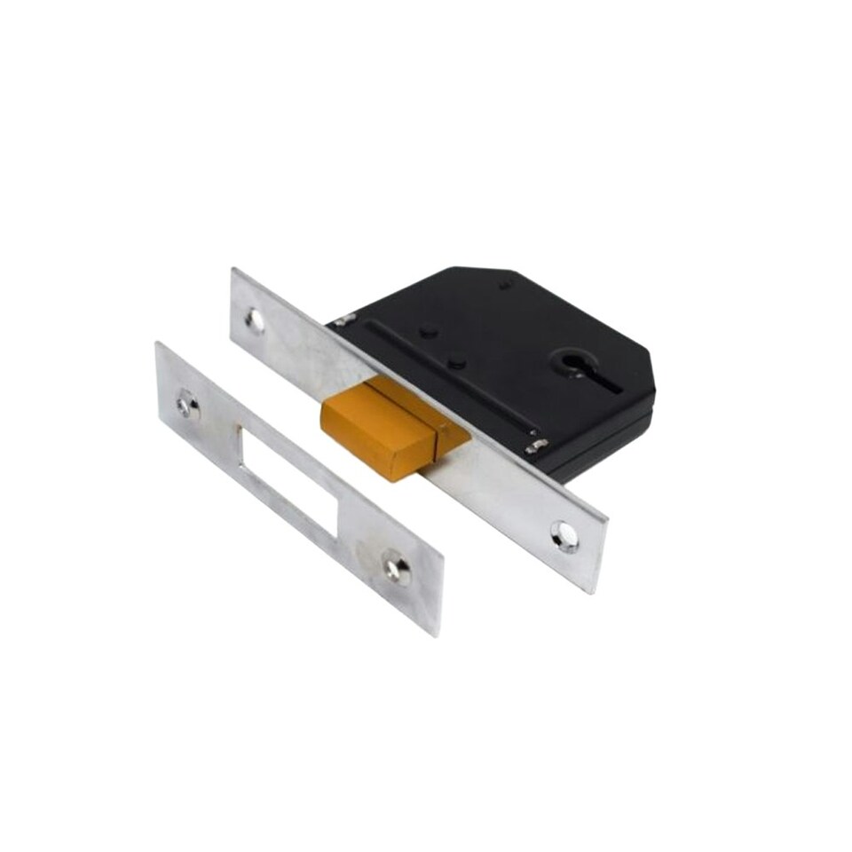 image 1 of Yale Essentials 3 Lever Chrome Deadlock - Black/Silver - One Size