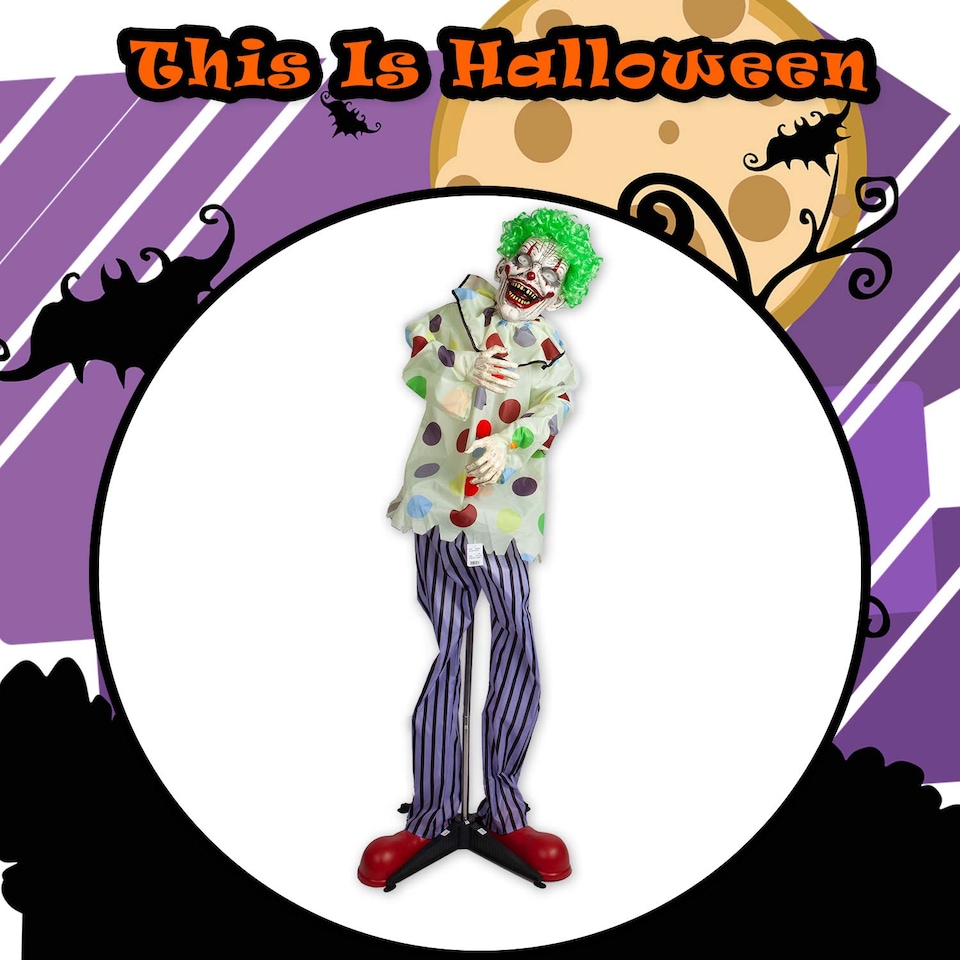 image 1 of vfm-estore Halloween Animated Clown Ghost Decoration 36 inch