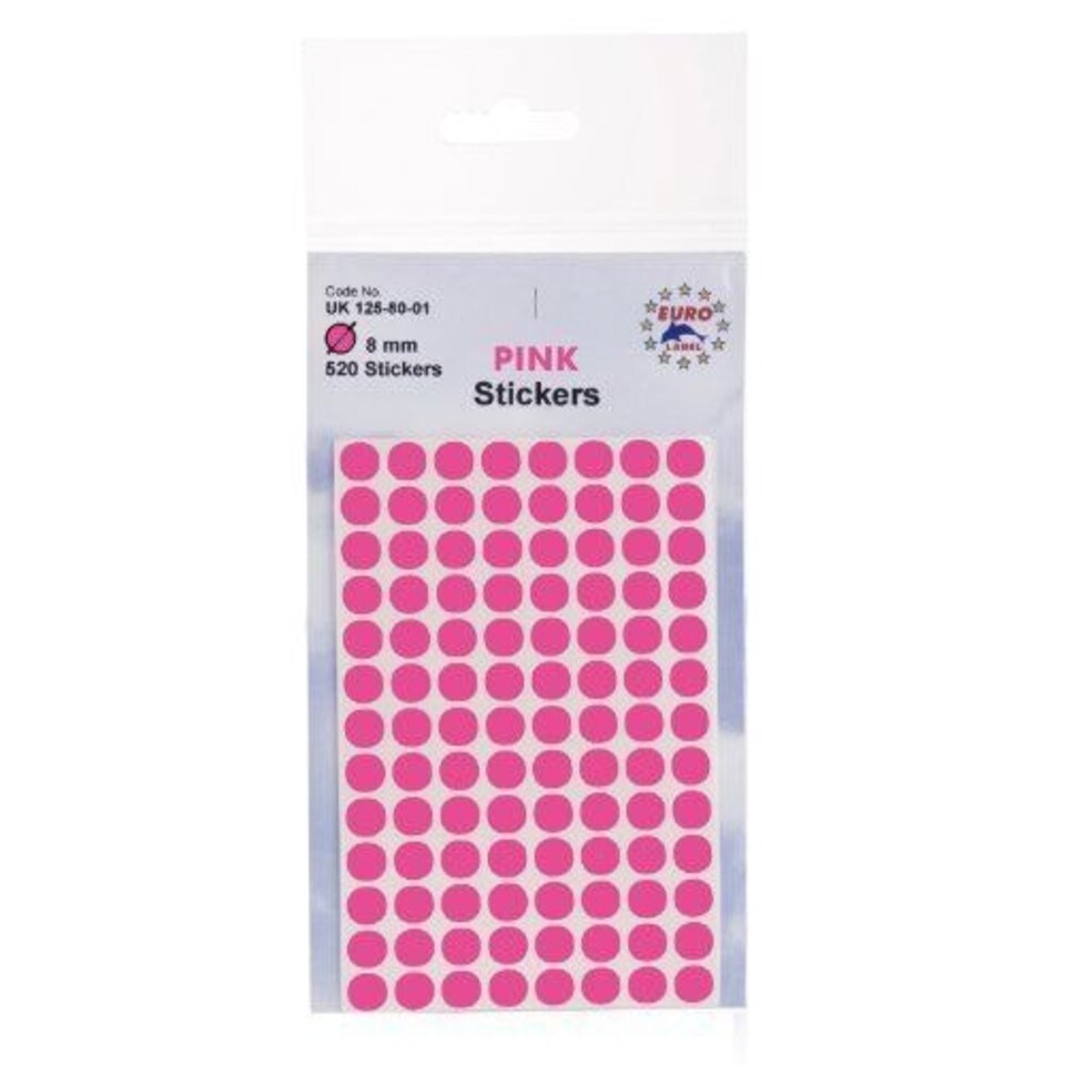 image 1 of Pack of 490 Pink 8mm Sticky Dots - Labels Stickers pink