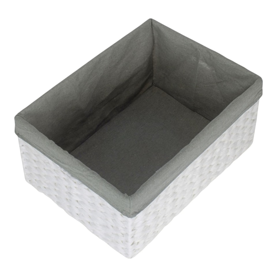 image 1 of Medium Paper Rope Rectangular Storage Basket with Grey Cotton Lining | Grey | Grey | M